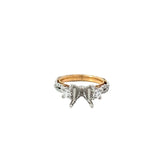 Platinum/ 18k Rose Gold .83ct G/H VS 1 Round Diamond Venetian Lace Bead Semi-Mounting Ring